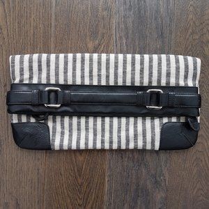 CLUB MONACO Fabric/Leather Striped Clutch/Hang Bag